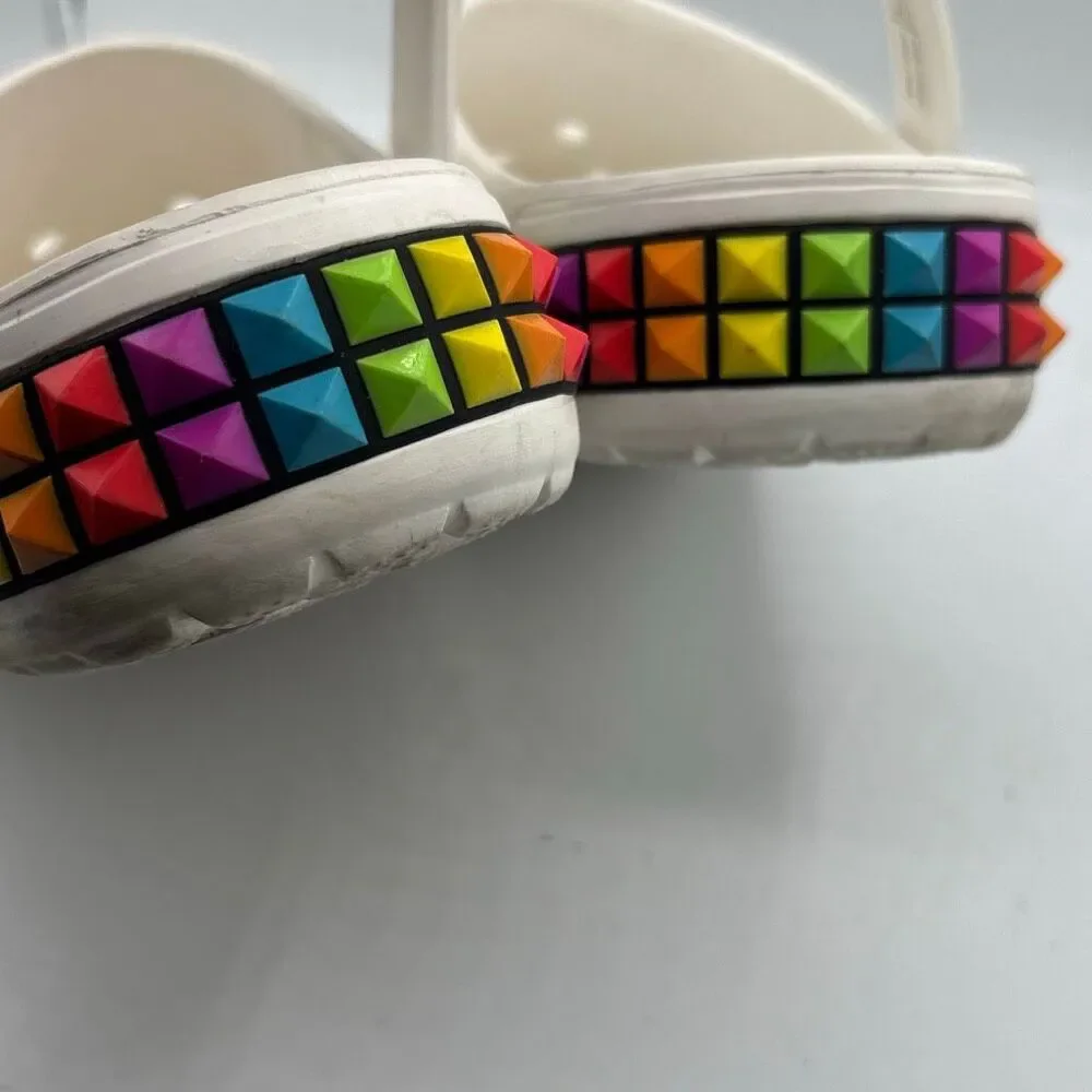 Crocs Crocband 3D Shapes Clog White Rainbow Style 207290 Unisex Men's 7 W 9 - Picture 9 of 9